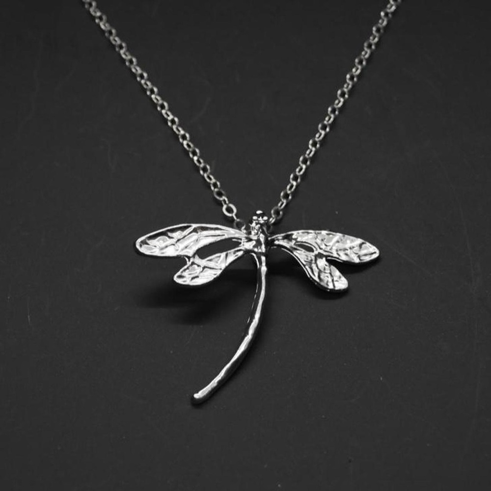 Silver Dragonfly Pendant Necklace